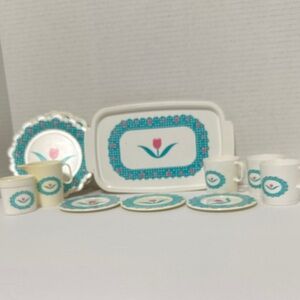 80’s Children’s Toy Plastic Floral Dinnerware Set with Tulip Design